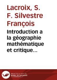 Portada:Introduction a la géographie mathématique et critique et a la géographie physique / par S. F. Lacroix