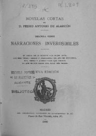 Portada:Narraciones inverosímiles / Pedro Antonio de Alarcón