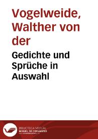Portada:Gedichte und Sprüche in Auswahl / Walther von der Vogelweide