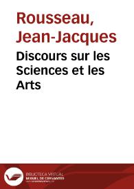 Portada:Discours sur les Sciences et les Arts / Jean-Jacques Rousseau