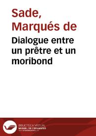 Portada:Dialogue entre un prêtre et un moribond / Marqués de Sade