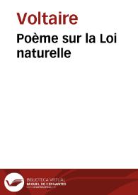 Portada:Poème sur la Loi naturelle / Voltaire