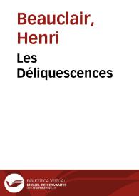 Portada:Les Déliquescences / Henri Beauclair; Gabriel Vicaire