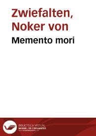 Portada:Memento mori / Noker von Zwiefalten
