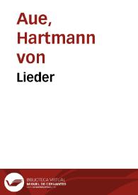 Portada:Lieder / Hartmann von Aue