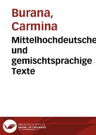 Portada:Mittelhochdeutsche und gemischtsprachige Texte / Carmina Burana
