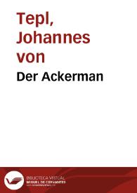 Portada:Der Ackerman / Johannes von Tepl