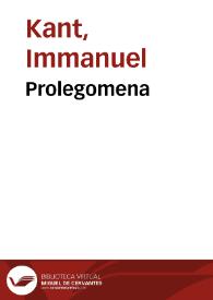 Portada:Prolegomena / Immanuel Kant