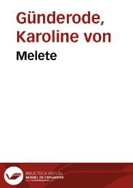 Portada:Melete / Karoline von Günderode