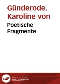 Portada:Poetische Fragmente / Karoline von Günderode