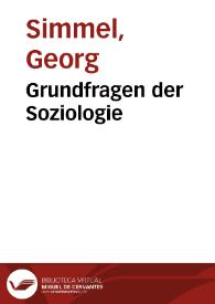 Portada:Grundfragen der Soziologie / Georg Simmel