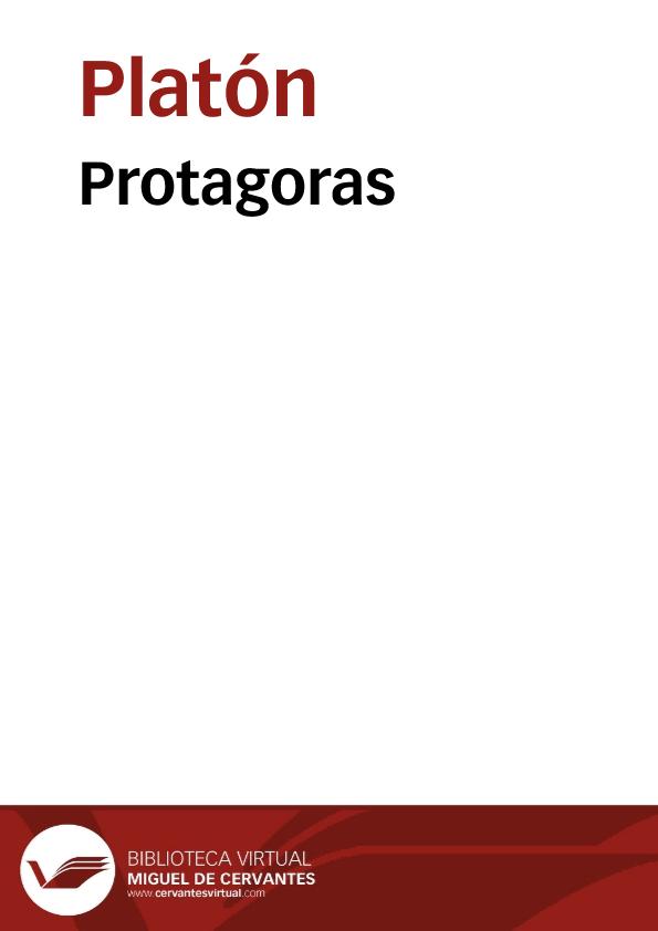 Protagoras / Platon | Biblioteca Virtual Miguel de Cervantes