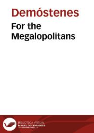 Portada:For the Megalopolitans / Demosthenes
