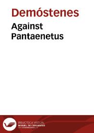 Portada:Against Pantaenetus / Demosthenes