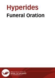 Portada:Funeral Oration / Hyperides