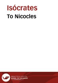 Portada:To Nicocles / Isocrates