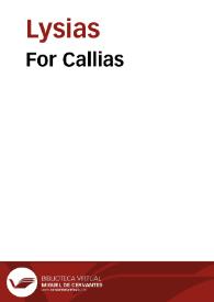Portada:For Callias / Lysias