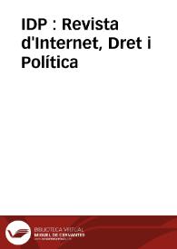 Portada:IDP : Revista d'Internet, Dret i Política