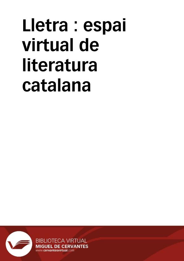 Lletra : espai virtual de literatura catalana | Biblioteca Virtual Miguel de Cervantes