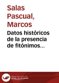 Portada:Datos históricos de la presencia de fitónimos relacionados con el género \"Quercus L.\" en Canarias / Marcos Salas Pascual y M.ª Teresa Lorenzo