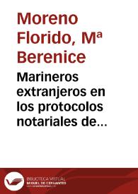 Portada:Marineros extranjeros en los protocolos notariales de Gran Canaria (1590-1599) / M.ª Berenice Moreno Florido