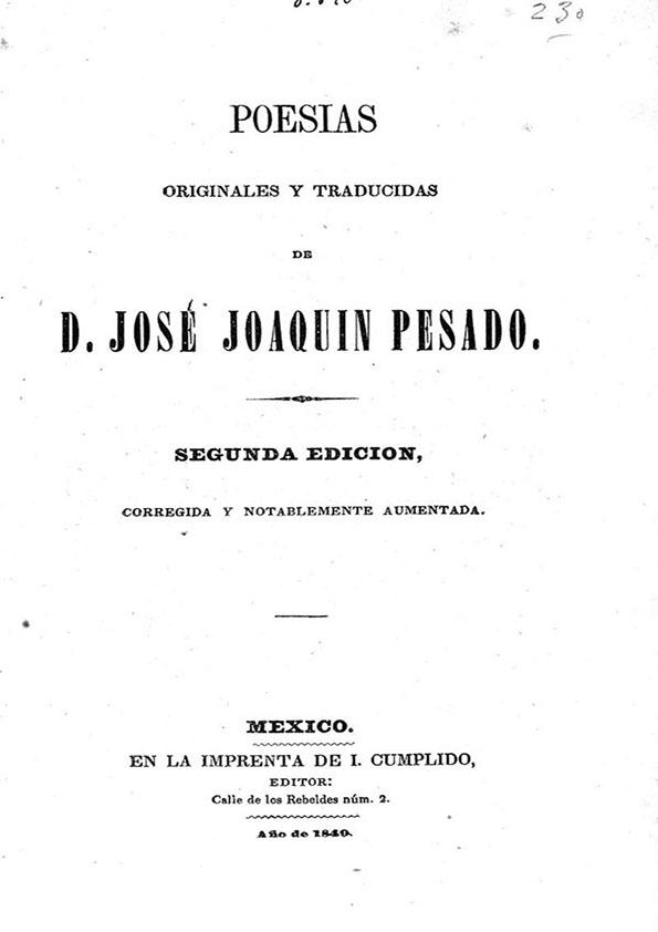 Poesías originales y traducidas / de José Joaquín Pesado | Biblioteca Virtual Miguel de Cervantes