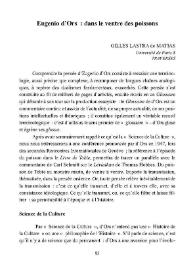 Eugenio d'Ors : dans le ventre des poissons / Gilles Lastra de Matias | Biblioteca Virtual Miguel de Cervantes
