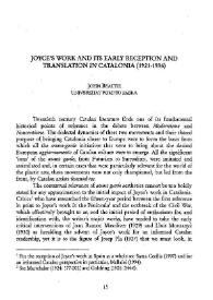 Portada:Joyce's work and its early reception and translation in Catalonia (1921-1936) / John Beattie