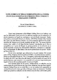 Portada:Notas sobre los temas simbolistas en \"La poesía francesa moderna\" de Enrique Díez-Canedo y Fernando Fortún / Pilar Gómez Bedate