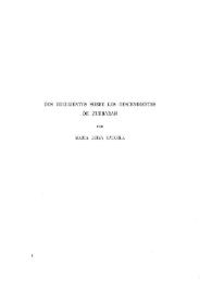 Portada:Dos documentos sobre los descendientes de Zurbarán / María Luisa Caturla
