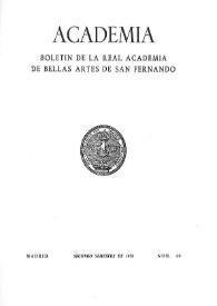 Portada:Academia : Boletín de la Real Academia de Bellas Artes de San Fernando. Segundo semestre de 1979. Número 49. Preliminares e índice