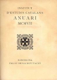 Portada:Anuari MCMVII / Institut d'Estudis Catalans