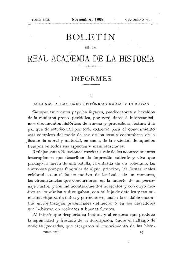 Algunas relaciones históricas raras y curiosas / El Marqués de Laurencín | Biblioteca Virtual Miguel de Cervantes