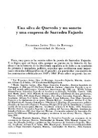 Portada:Una silva de Quevedo y un soneto y una empresa de Saavedra Fajardo / Francisco Javier Díez de Revenga