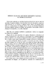 Portada:Petición de que sea declarado Monumento Nacional el Camino de Santiago / Francisco J. Sánchez Cantón