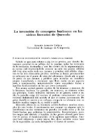 Portada:La invención de conceptos burlescos en las sátiras literarias de Quevedo / Antonio Azaustre Galiana