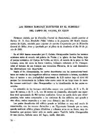 Portada:Las termas romanas existentes en el subsuelo del Campo de Valdés, en Gijón / Luis Menéndez Pidal