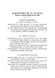 Adquisiciones de la Academia durante el segundo semestre del año 1908 | Biblioteca Virtual Miguel de Cervantes