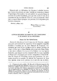 Portada:Lápidas romanas de Jerez de los Caballeros y de Morón de la Frontera / Fidel Fita