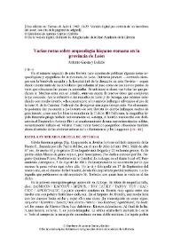 Portada:Varias notas sobre arqueología hispano-romana en la provincia de León / Antonio García y Bellido