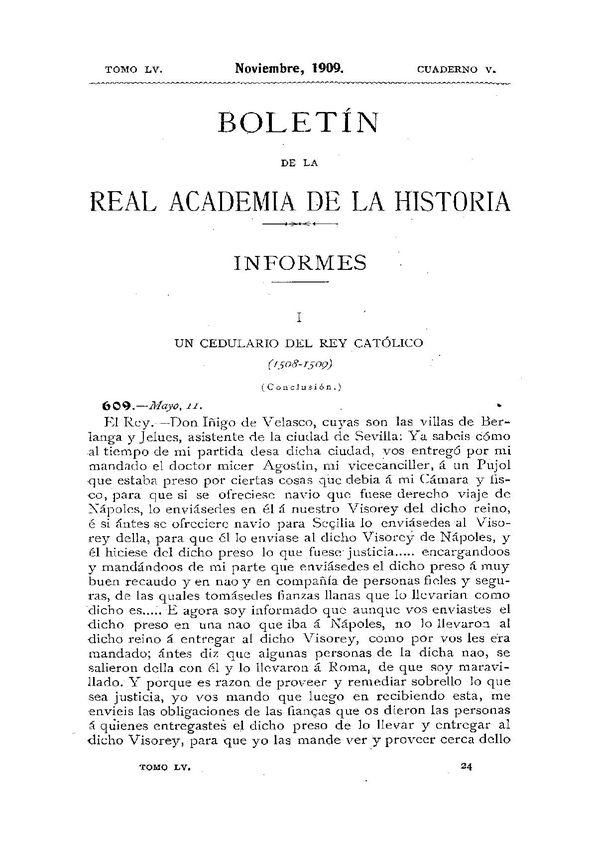 Un cedulario del Rey Católico (1508-1509). [Continuación V] / Antonio Rodríguez Villa | Biblioteca Virtual Miguel de Cervantes