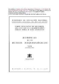 Portada:Museo Arqueológico Nacional. Adquisiciones de 1946 a 1954. Ídolo megalítico grabado en placa de pizarra de la cueva de la Mora, Jabugo (Huelva) / Martín Almagro Basch