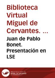 Portada:Juan de Pablo Bonet. Presentación en LSE / Biblioteca de Signos