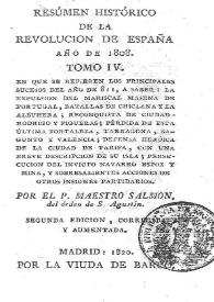 Portada:Resumen histórico de la revolución de España año de 1808. Tomo IV / por el P. Maestro Salmón...