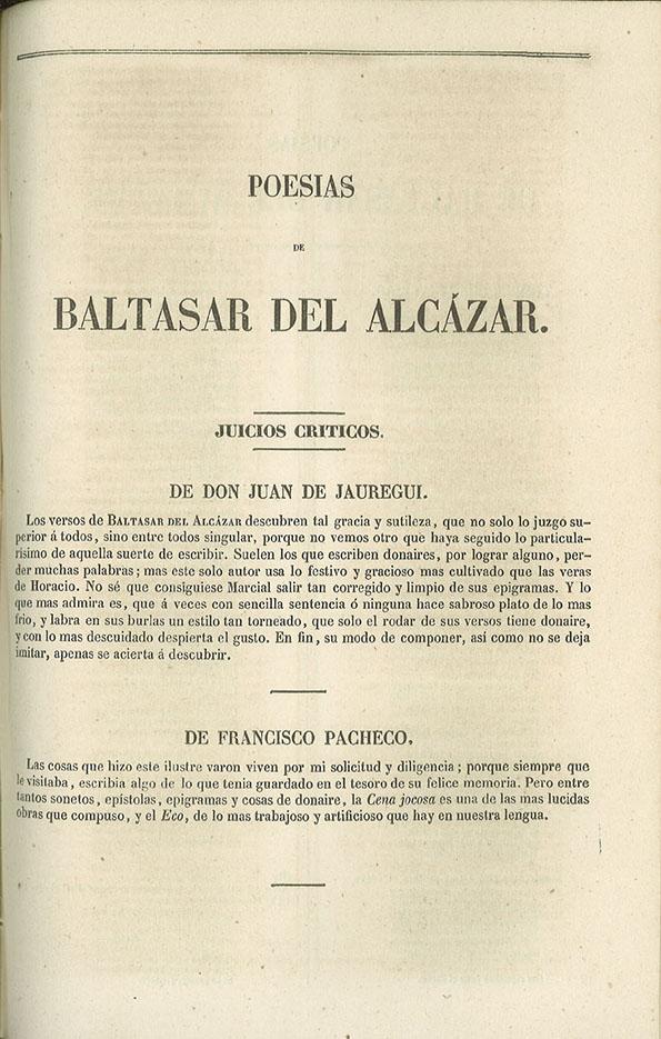 Poesías de Baltasar del Alcázar | Biblioteca Virtual Miguel de Cervantes