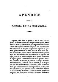 Más información sobre Apéndice sobre la poesía épica española