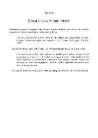 Más información sobre Essai sur la poésie épique