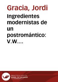 Portada:Ingredientes modernistas de un postromántico: V.W. Querol / Jordi Gracia