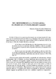 Portada:Del modernismo a la vanguardia : El Diario de un poeta recién casado / Francisco Javier Blasco Pascual