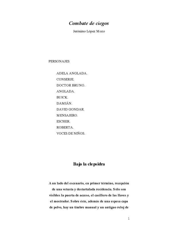 Combate de ciegos / Jerónimo López Mozo | Biblioteca Virtual Miguel de Cervantes